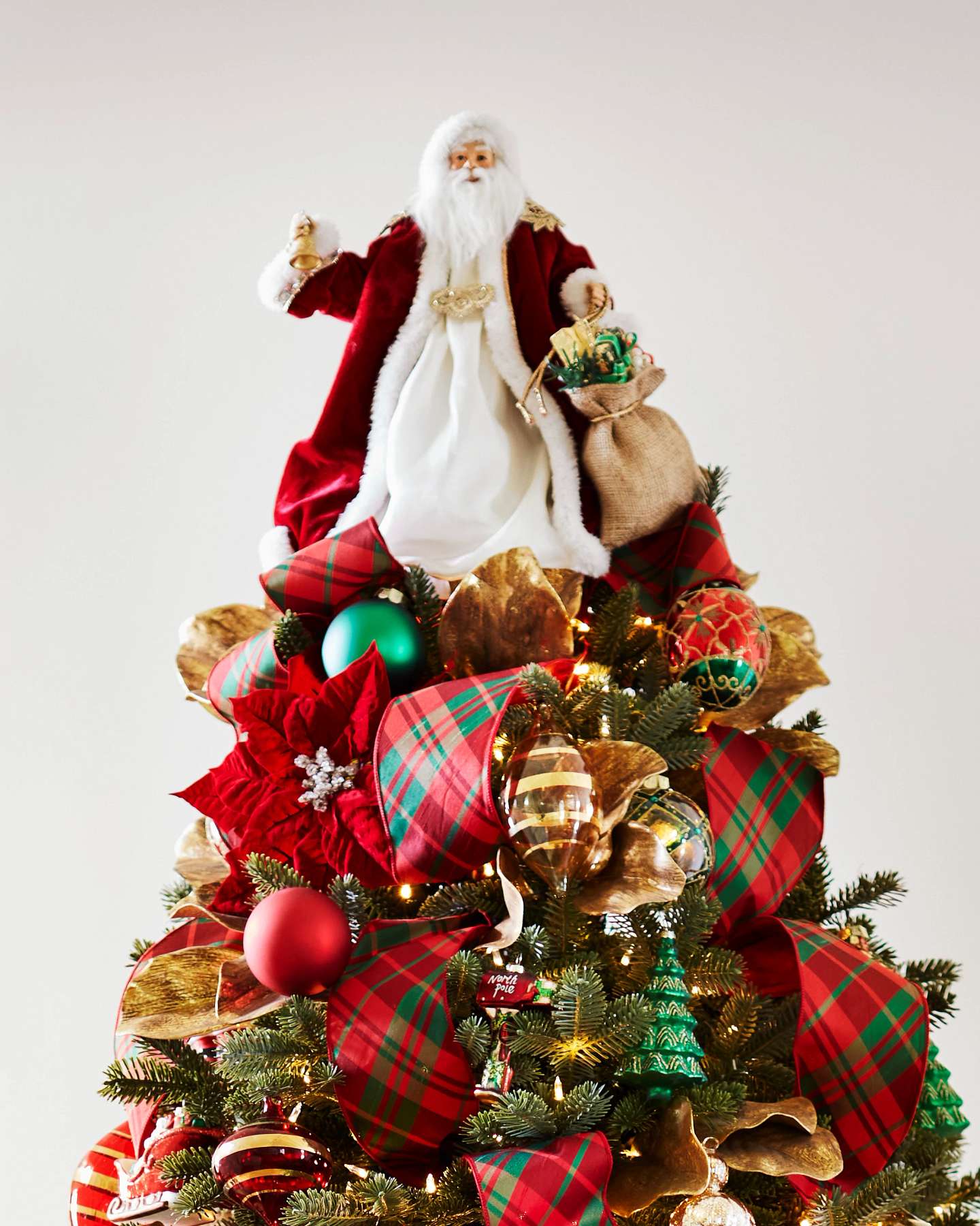Balsam Hill Santa and Mrs Claus Animated Artificial Christmas Tree Topper Holding List