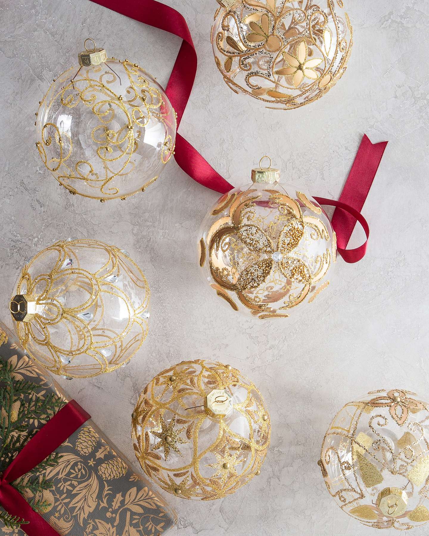 Balsam Hill Gilded Glory Artificial Christmas Ornament Set in Gold Finish