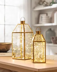 Brass fairy light lanterns