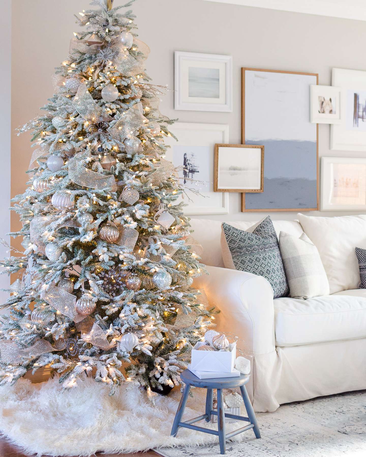 Balsam Hill Frosted Fraser Fir Artificial Christmas Tree A Burst of Beautiful Blog Feature Closeup