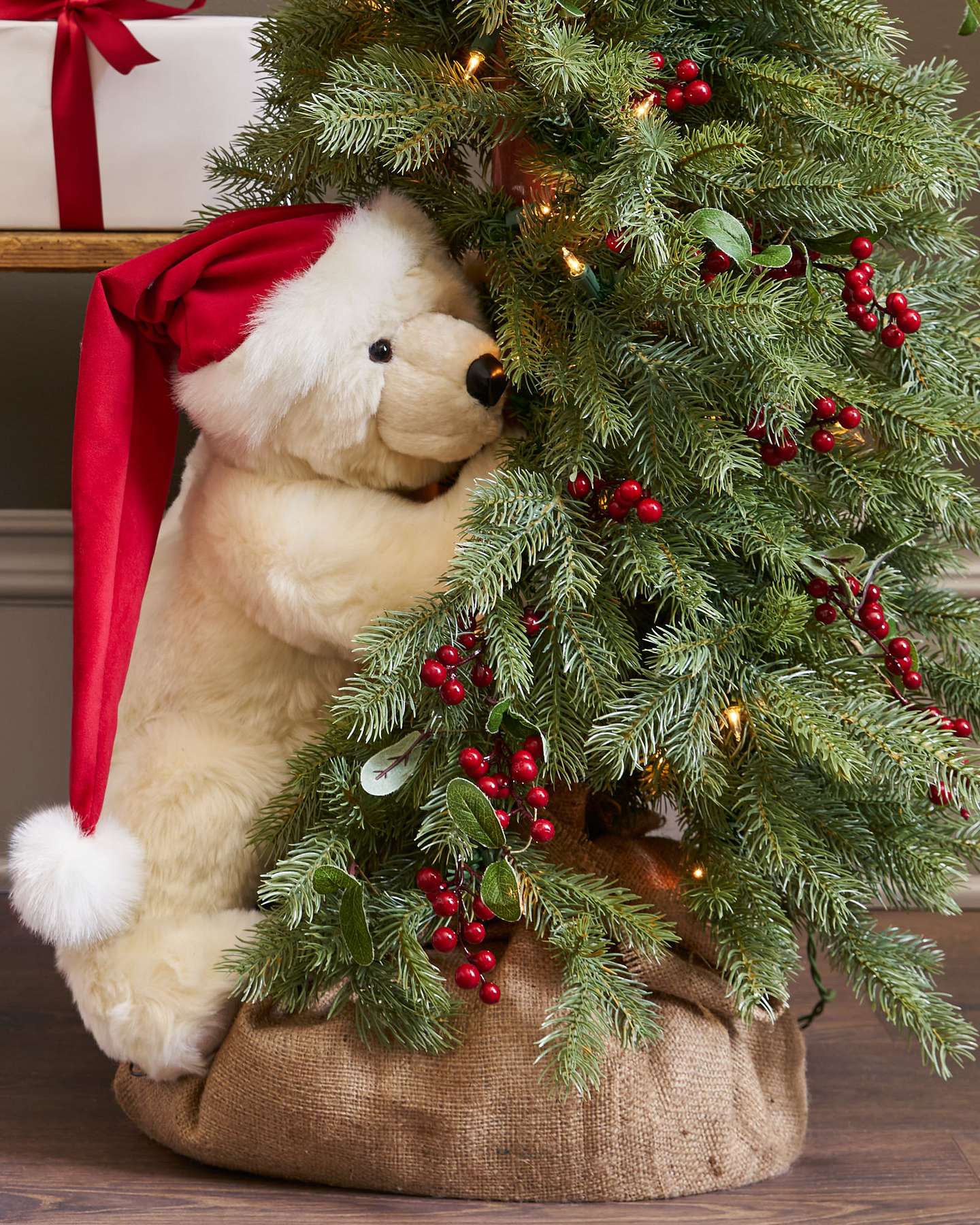 Balsam Hill Peek-A-Boo Polar Bear Artificial Christmas Tree Detailed View Design