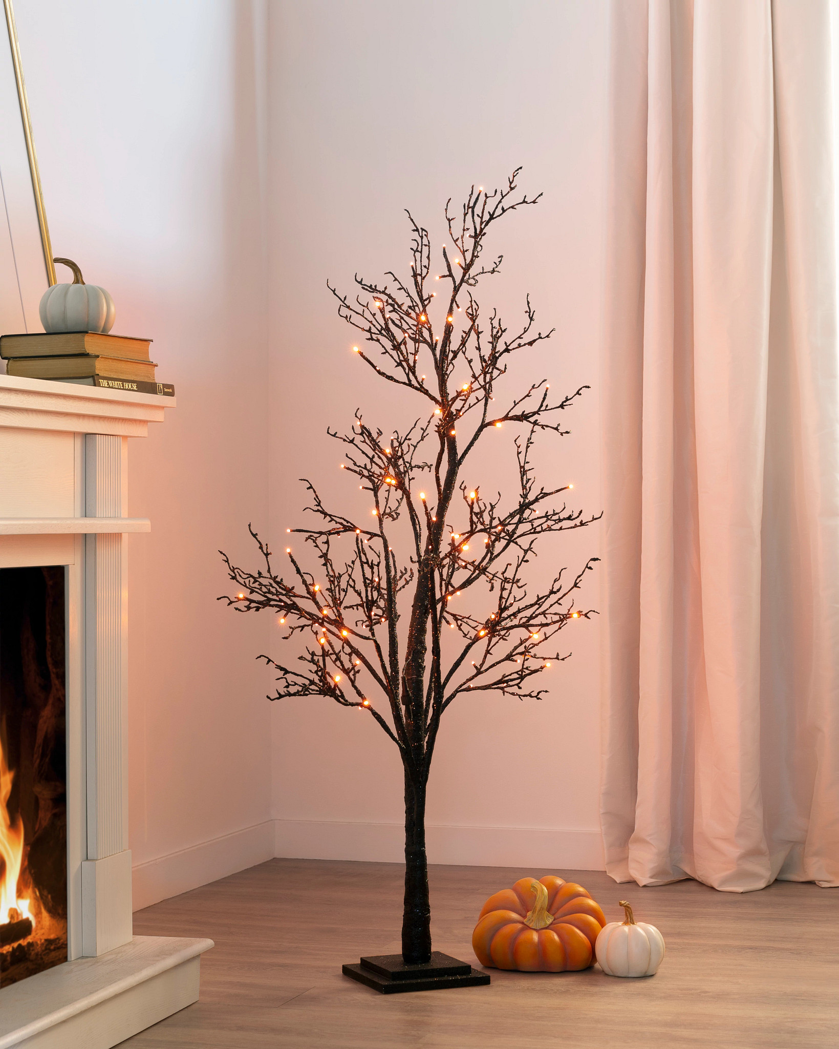 Lit Halloween Glitter Twig Tree