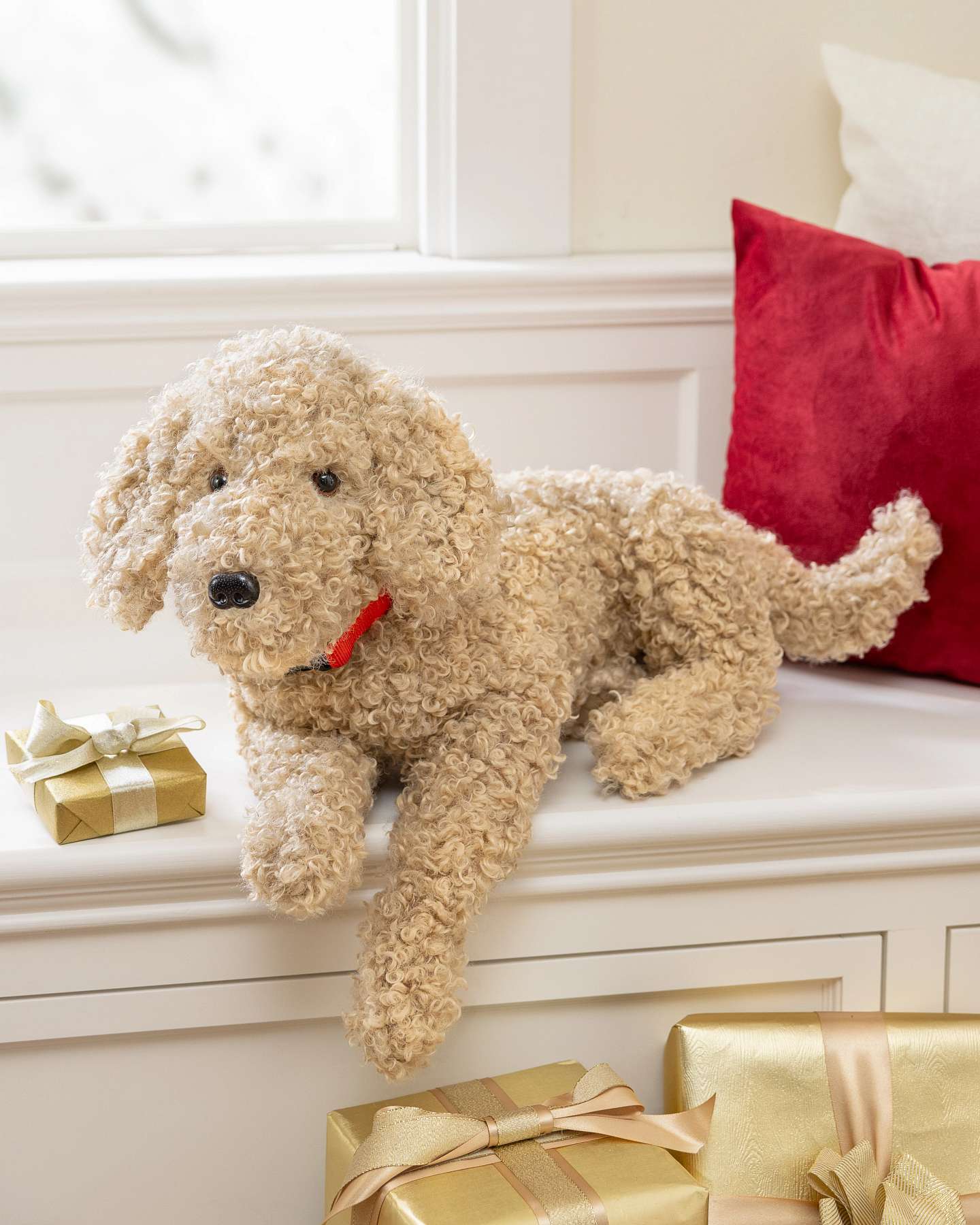 Balsam Hill Faux Sherpa Doodle Dog Window Sill Display