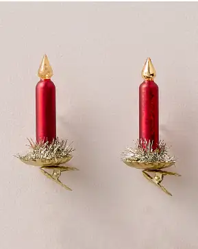 Red Vintage Christmas Tree Glass Candle Clip Set Red Vintage Christmas Tree Glass Candle Clip Set