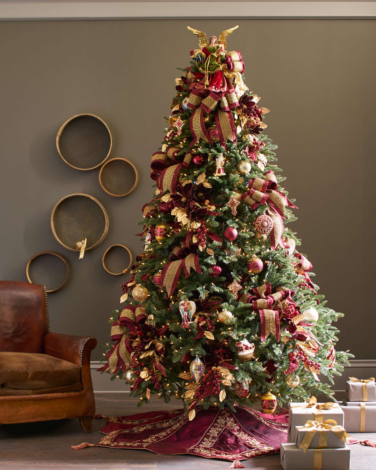 Balsam Hill Set de boules de Noël en verre rouges et or