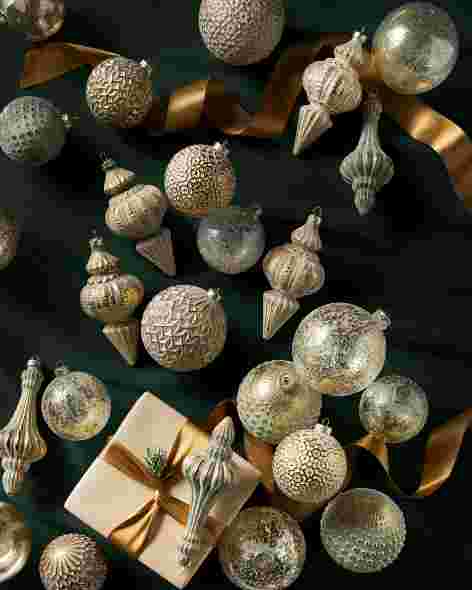 Burnished Metals Ornaments Set of 35 by Balsam Hill