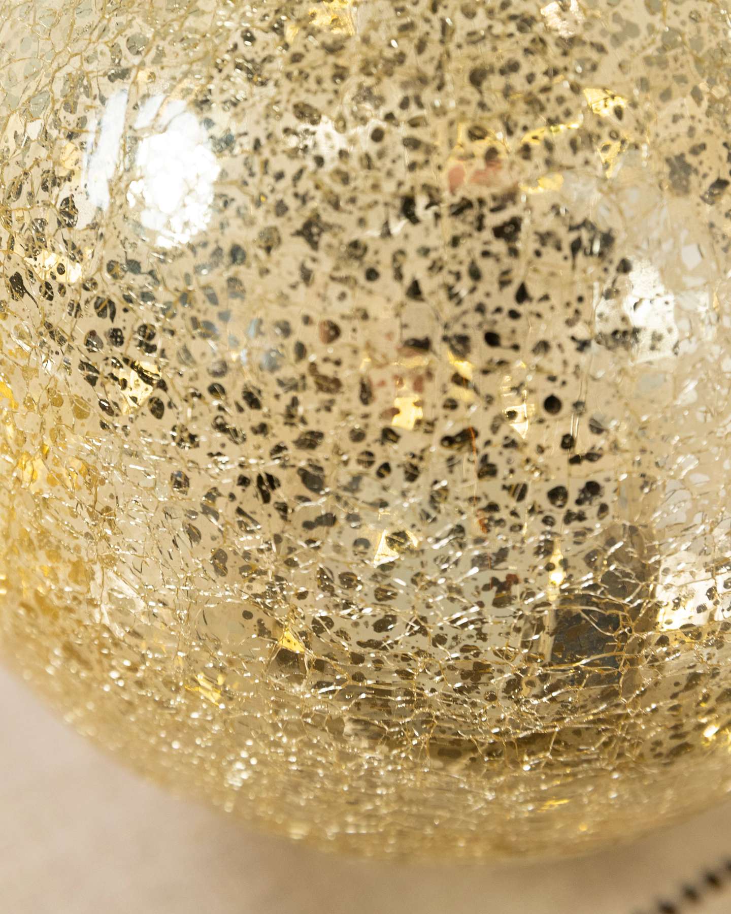Balsam Hill Gold Glowing Mercury Glass Orbs Set of 2 Texture Closeup
