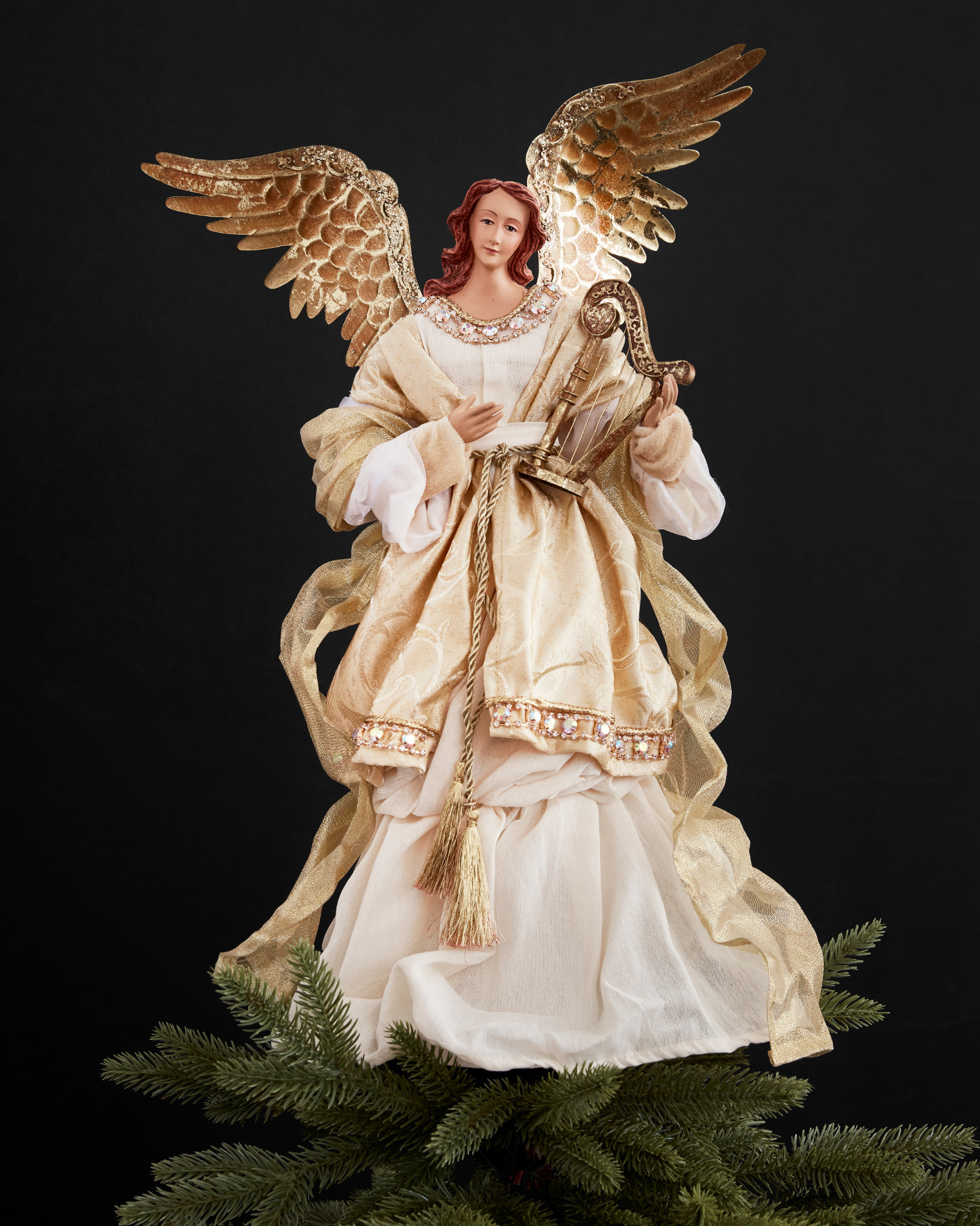 Metallic Angel Christmas Tree Topper | Balsam Hill