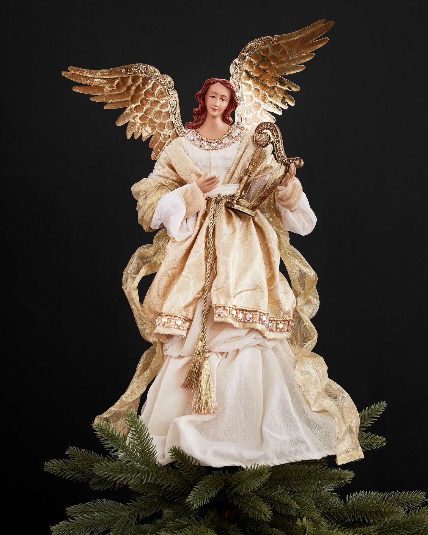 Ange doré pour cime de sapin de Noël