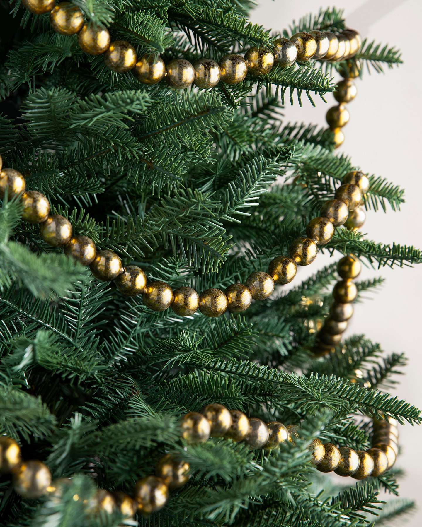 Balsam Hill Gold Bead Artificial Christmas Tree Garland Set of 3 Tree Display
