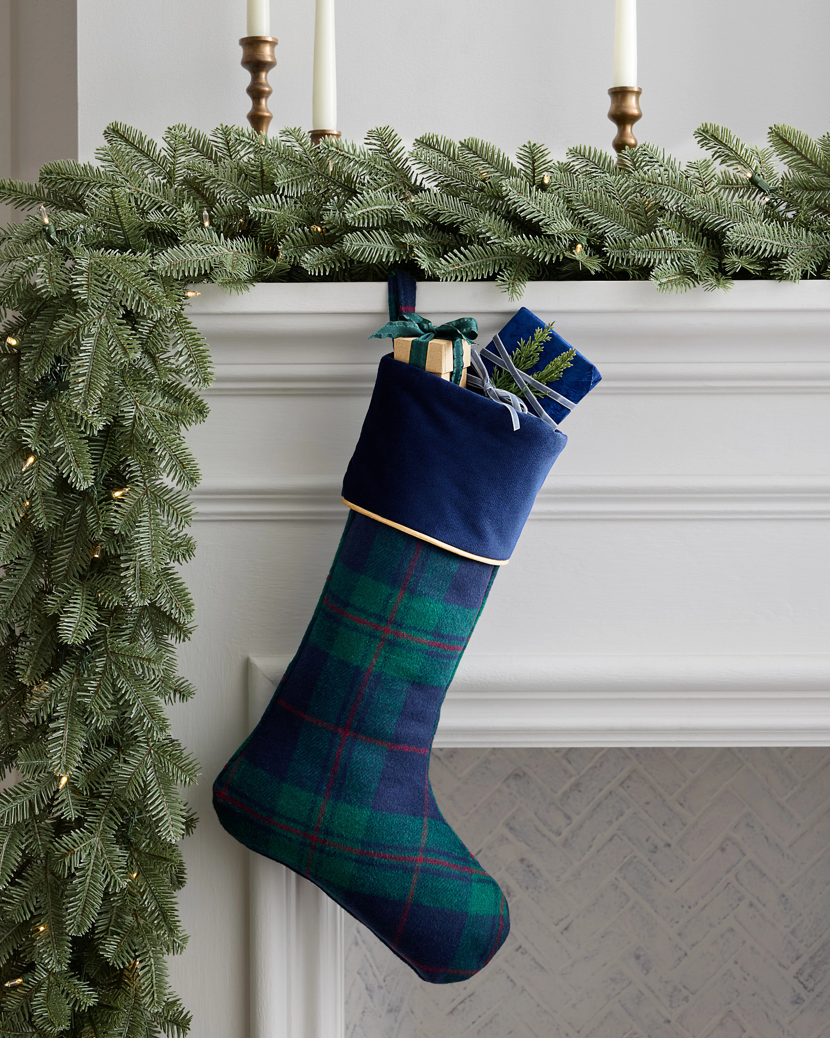 Blue & Green Highland Plaid Christmas Stocking