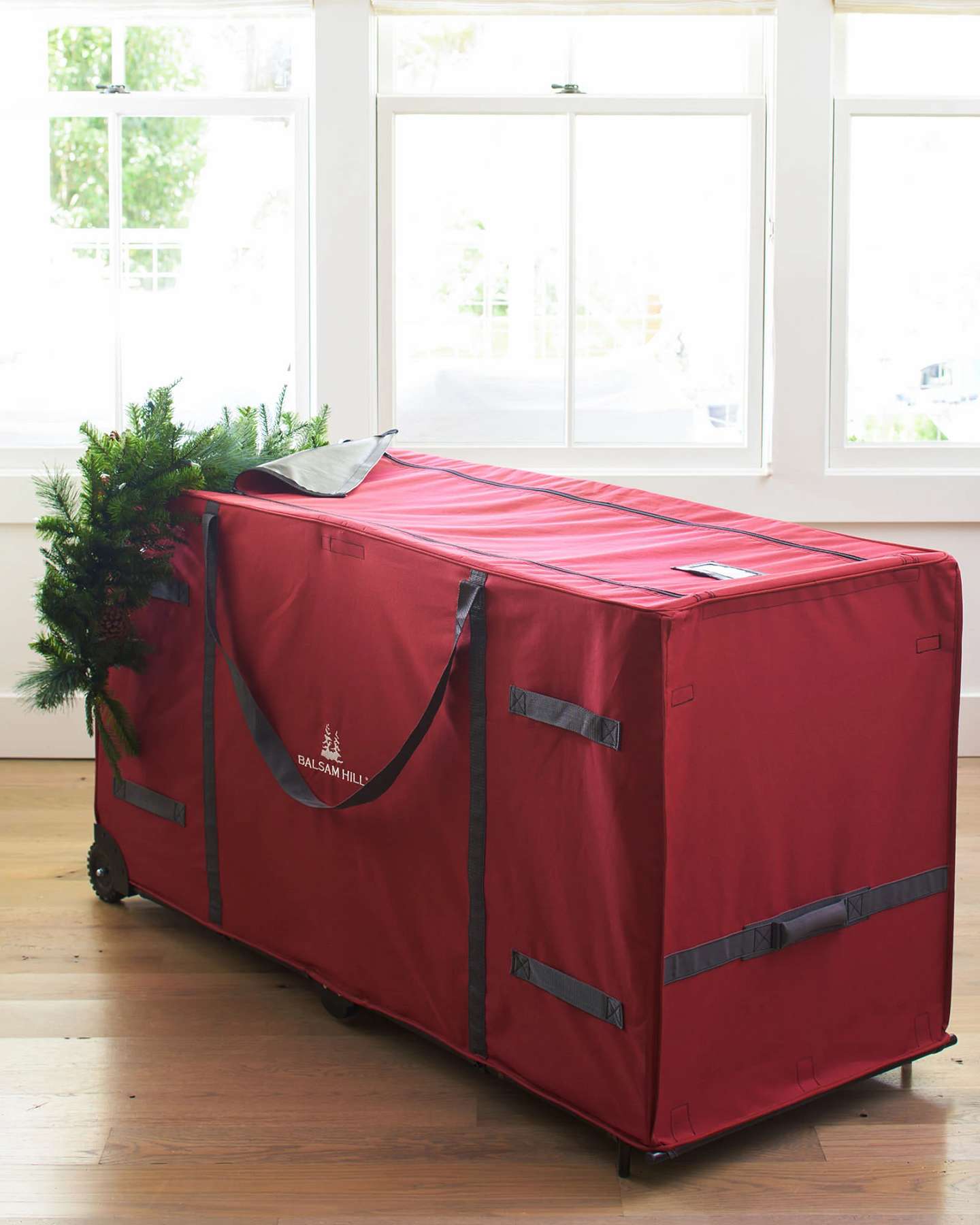 Balsam Hill Rolling Multi-Purpose Greenery Bag Lifestyle Display with Storage