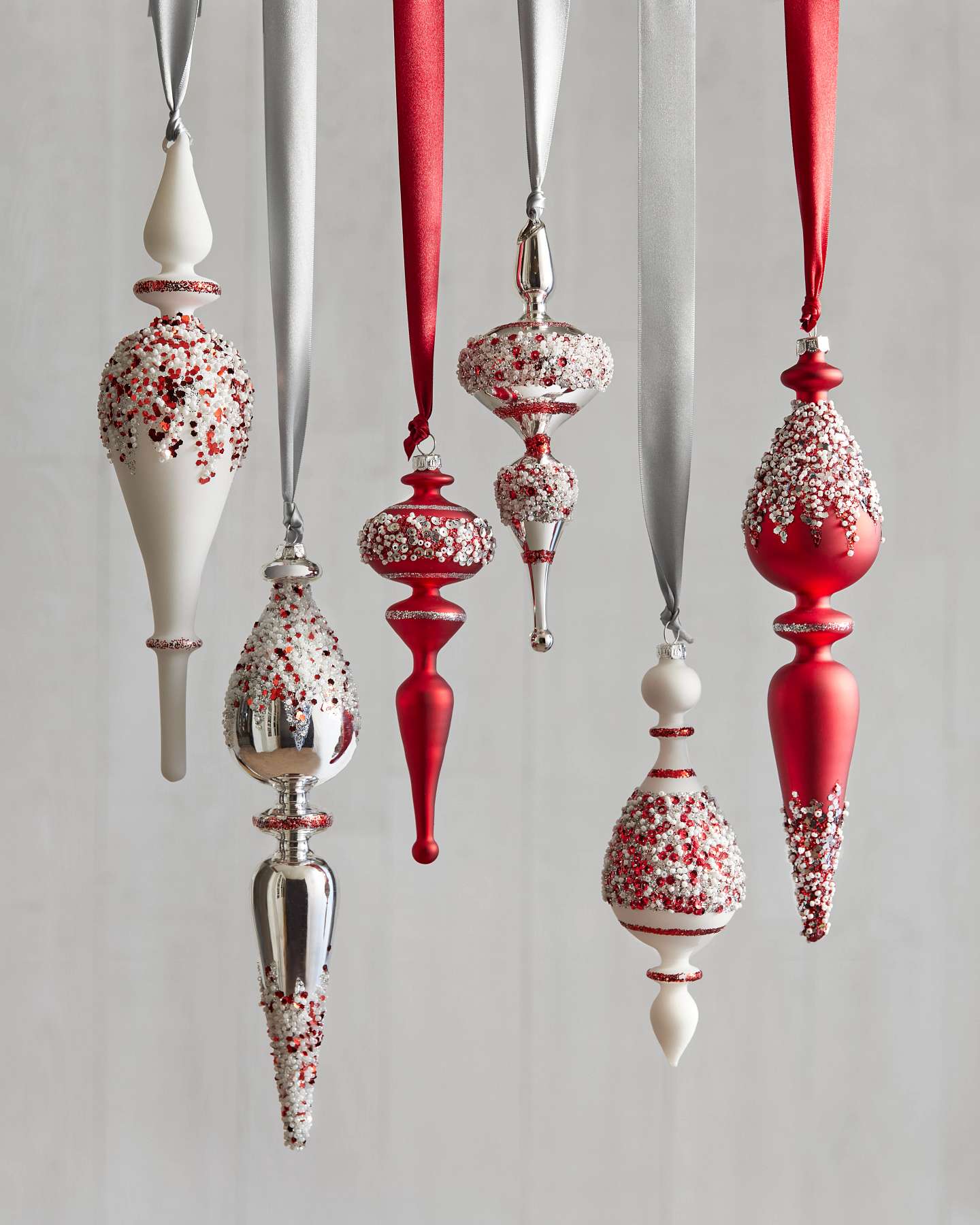 Balsam Hill Nordic Frost Christmas Ornament Set Lifestyle Presentation