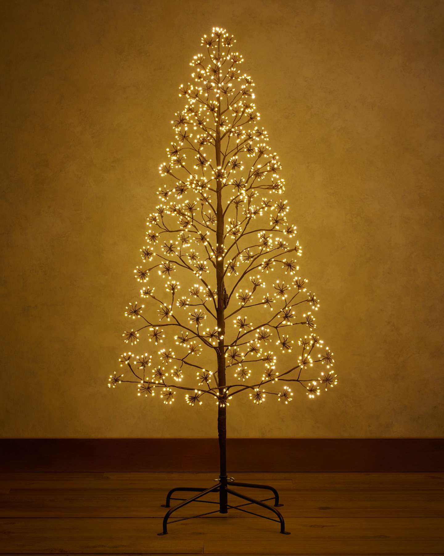 5' Brown Outdoor Lit Cluster Fairy Starburst Tree