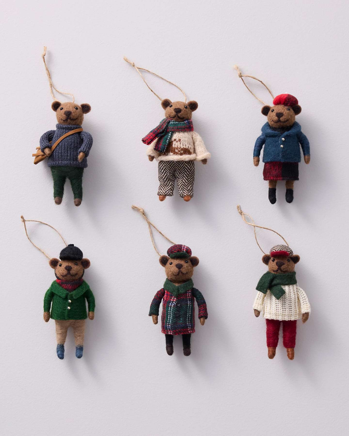 Decorazioni in feltro Orsetti di Natale, set di 6
