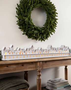 White Lit Wooden Christmas Village Advent Calendar White Lit Wooden Christmas Village Advent Calendar