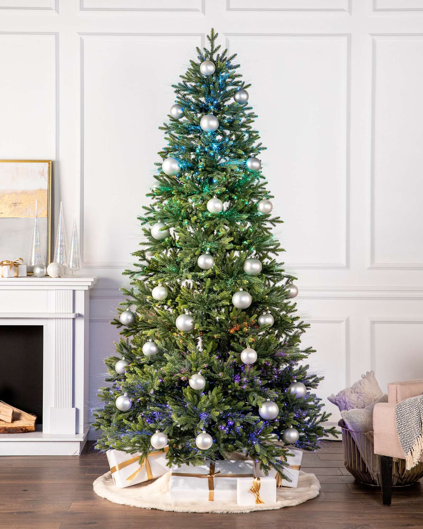 Balsam Hill Broadway Fiber Optics Artificial Christmas Tree Fireplace Dipslay