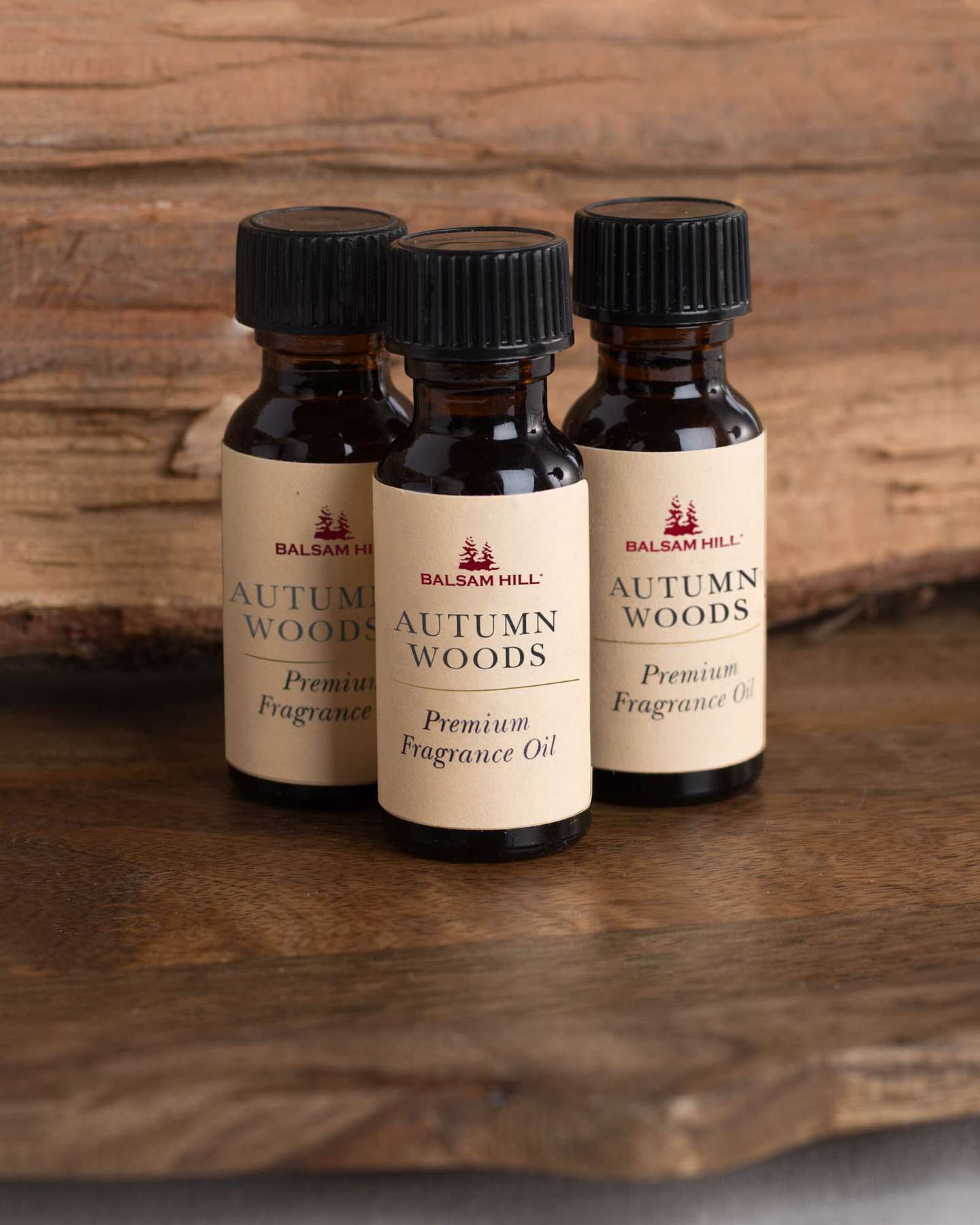 Balsam Hill Autumn Woods Scents of the Season Cartridges Set of 3 in Rustic Background