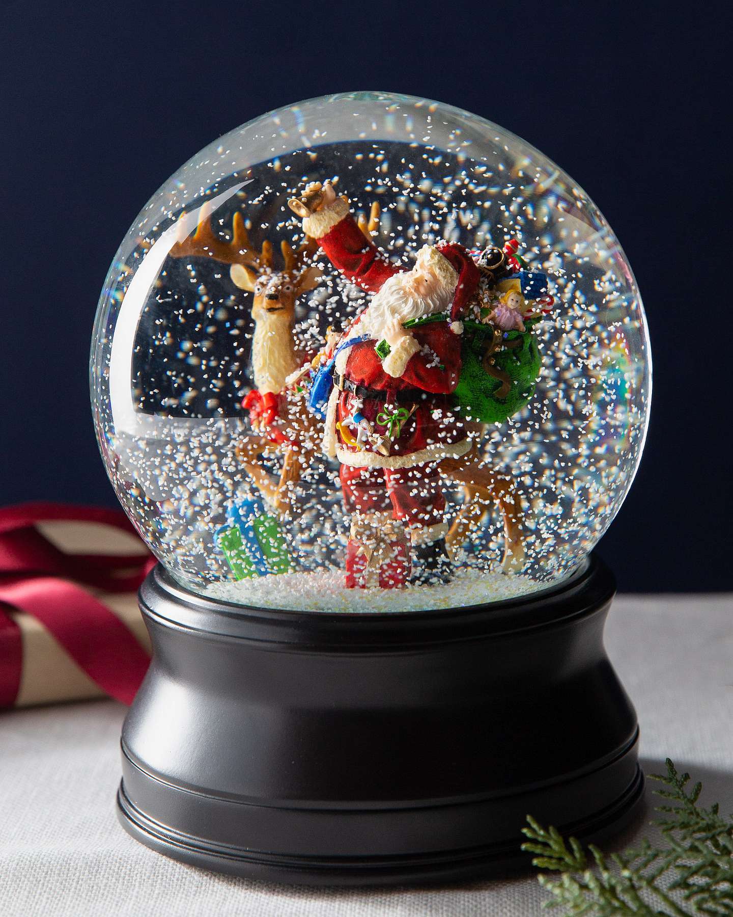 Balsam Hill Santa’s in Town Musical Snow Globe Display