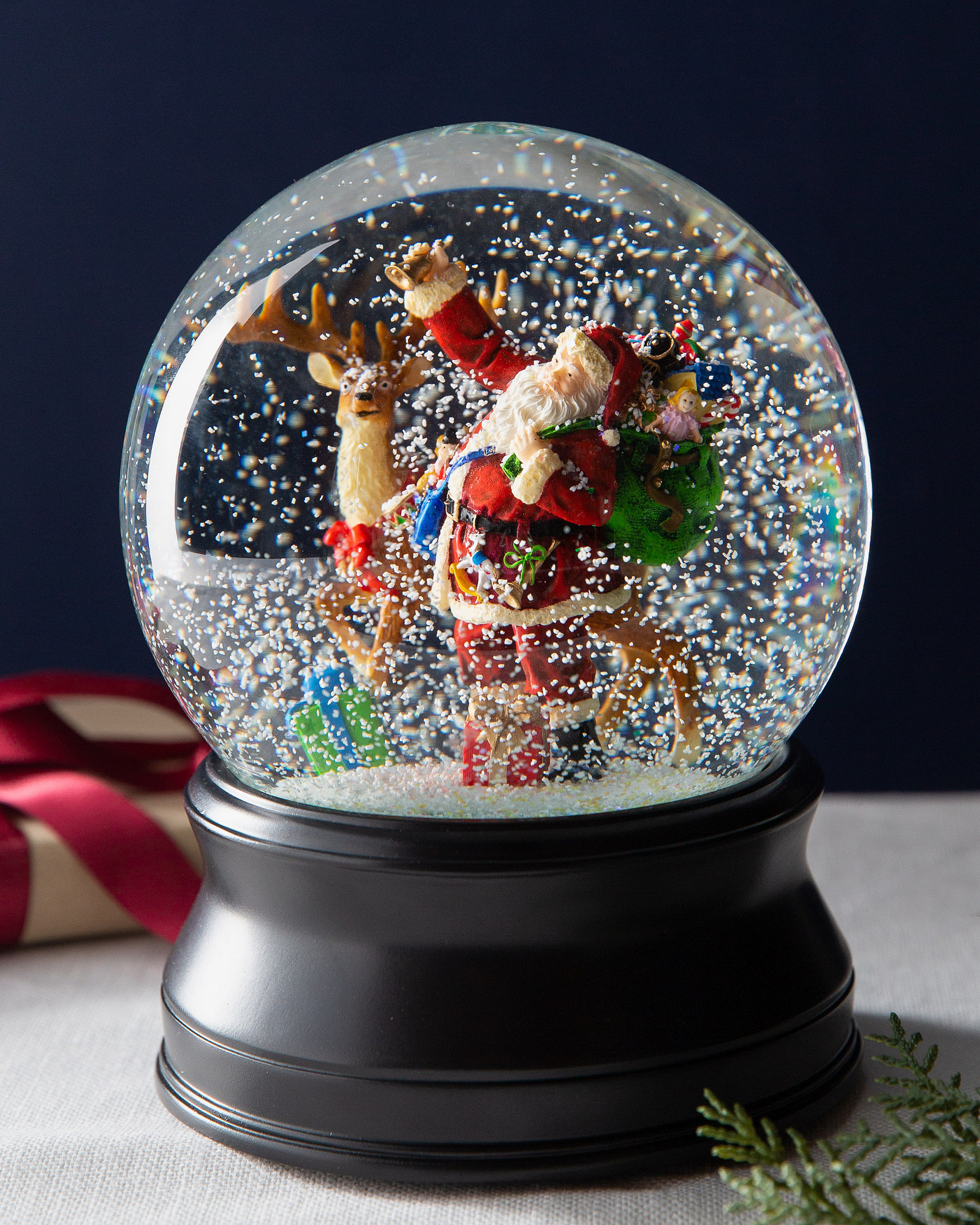 Santa's in Town Musical Snow Globe Balsam Hill - Main Image