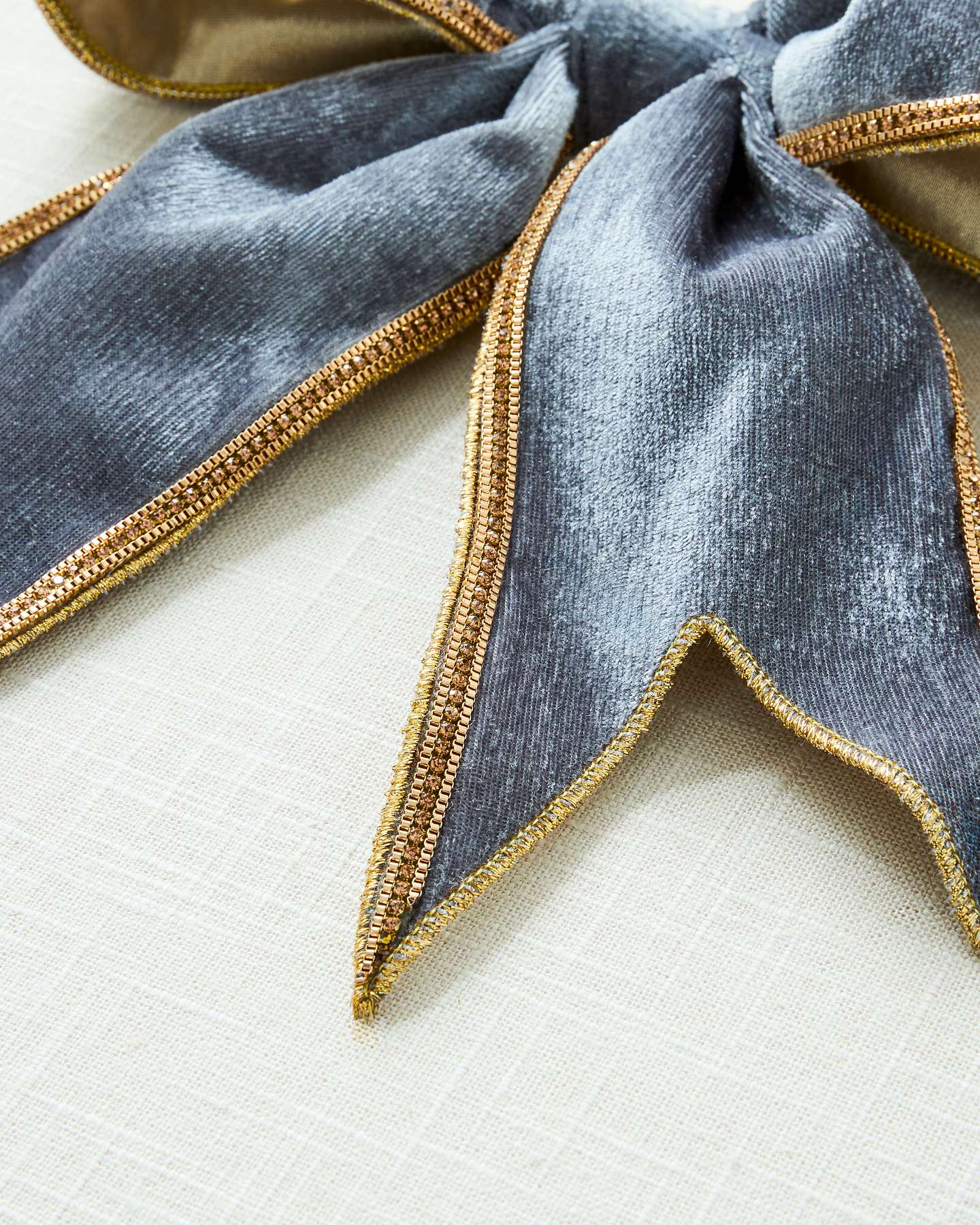 Gray Velvet Gold-Edged Pre-Tied Bow