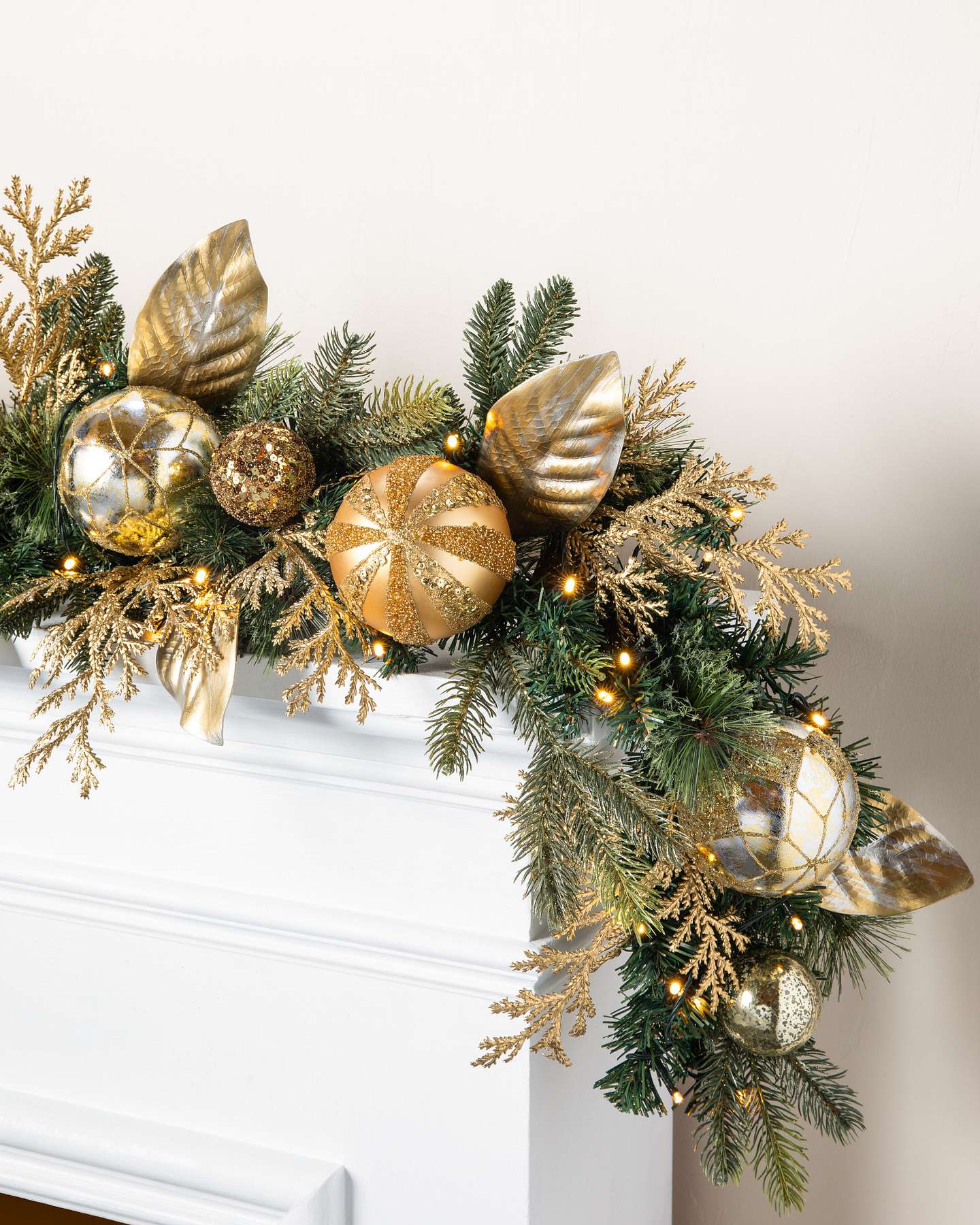 Balsam Hill Gilded Glory Artificial Christmas Garland Six Foot with Clear LED Lights