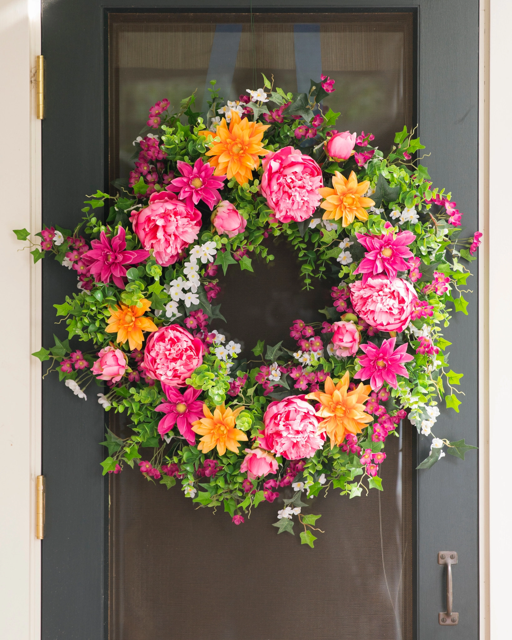Outdoor Radiant Peony Artificial Spring Wreath Balsam Hill