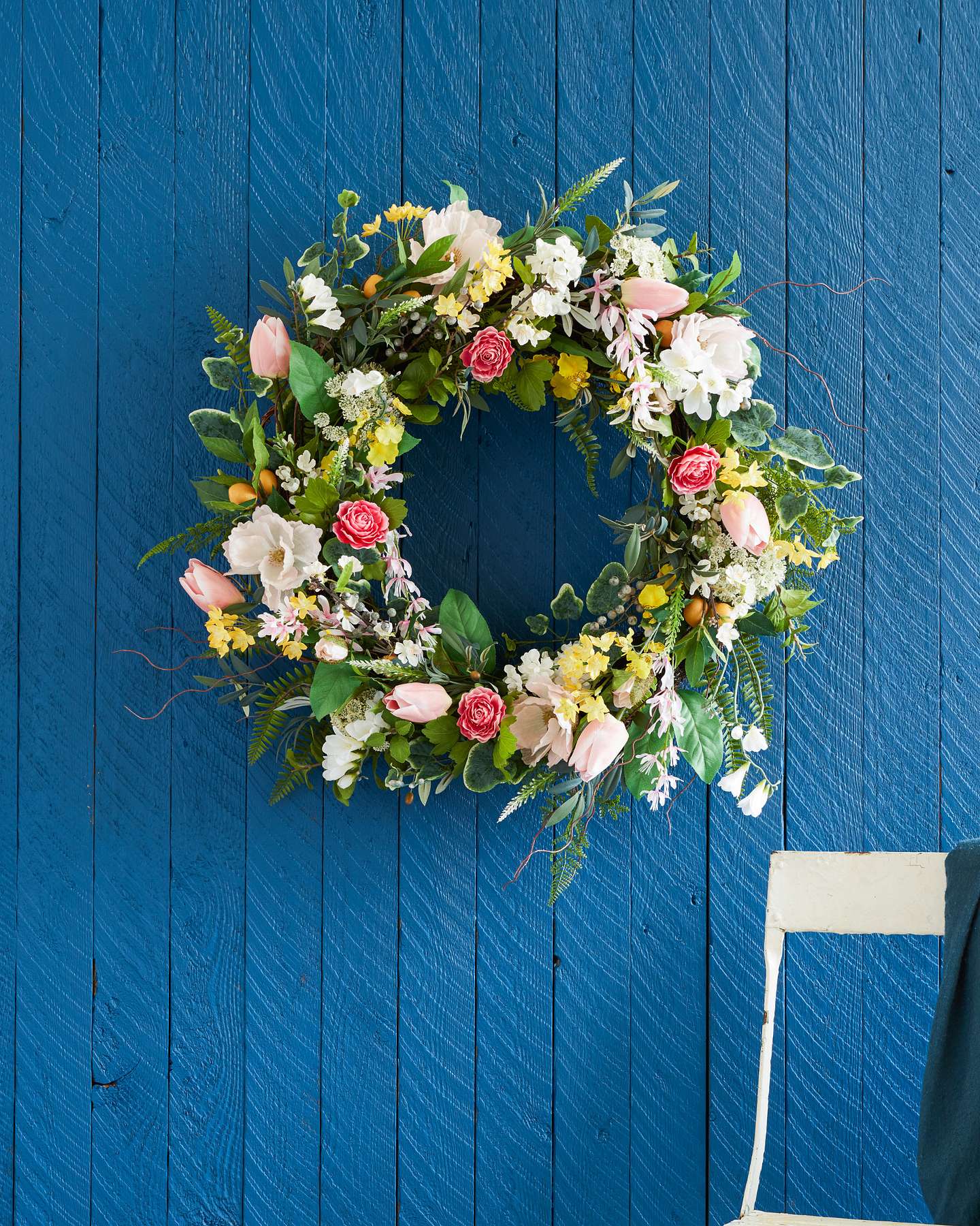 Balsam Hill Spring in Bloom Arrangement and Wreath with Vibrant Flowers