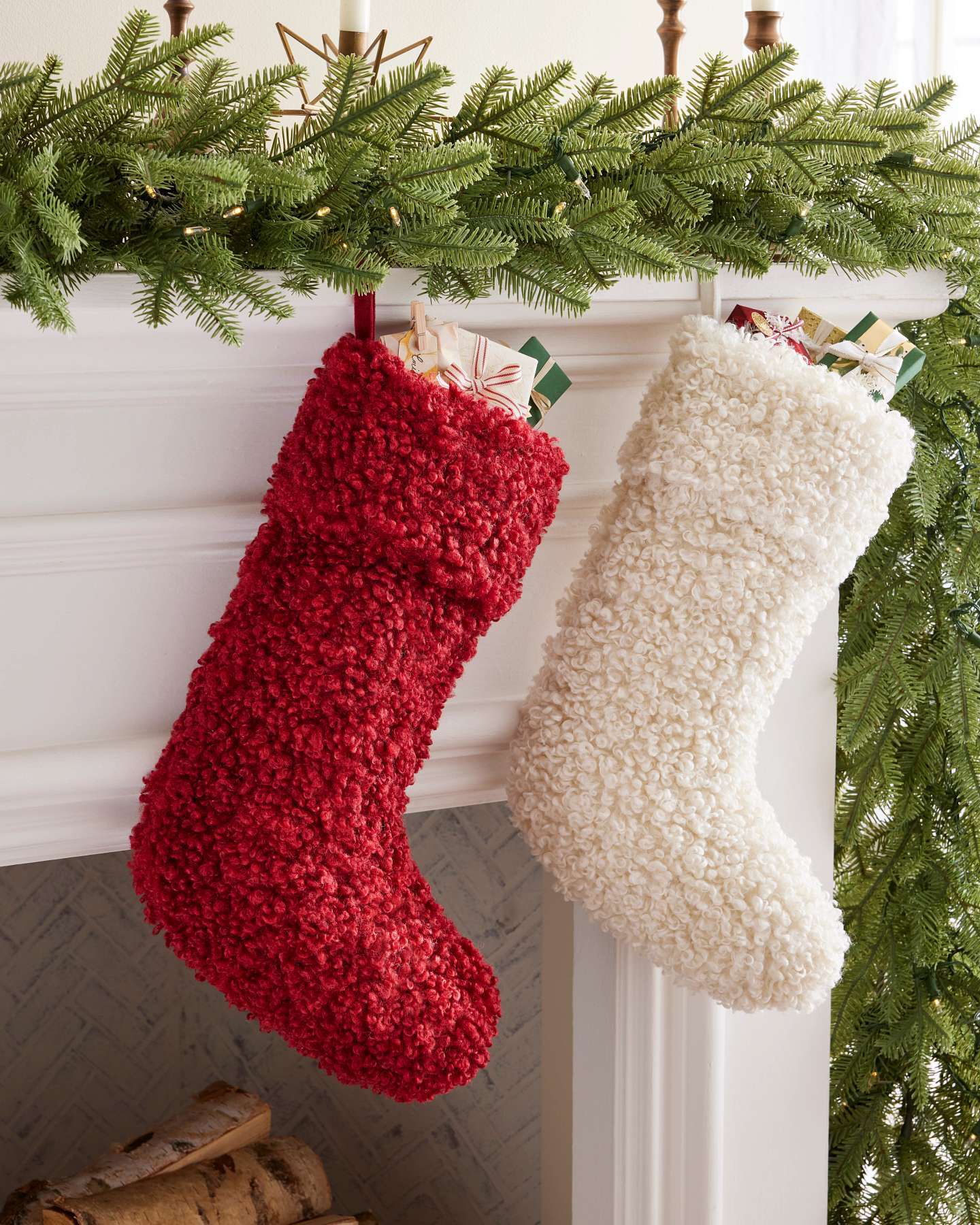 Ivory Bouclé Christmas Stockings