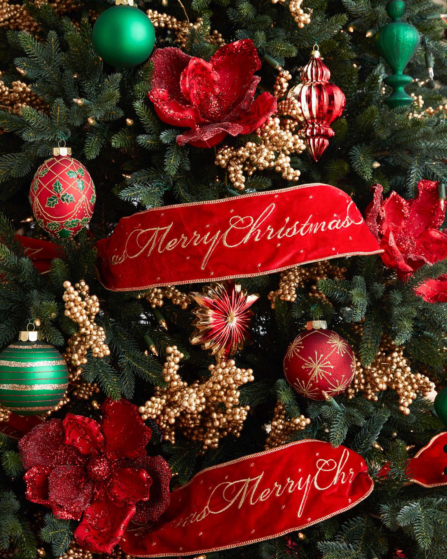 Balsam Hill Red Glitter Magnolia Picks Radiant Christmas Floral Display