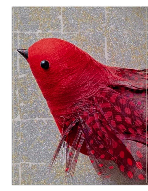 Lot De 10 Oiseaux Décoratifs En Bois Pour Sapin De Noël - Pendentifs Rouges 2D, Avec Ruban De Suspension