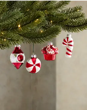 Vintage Peppermint Mini Ornament Set Vintage Peppermint Mini Ornament Set