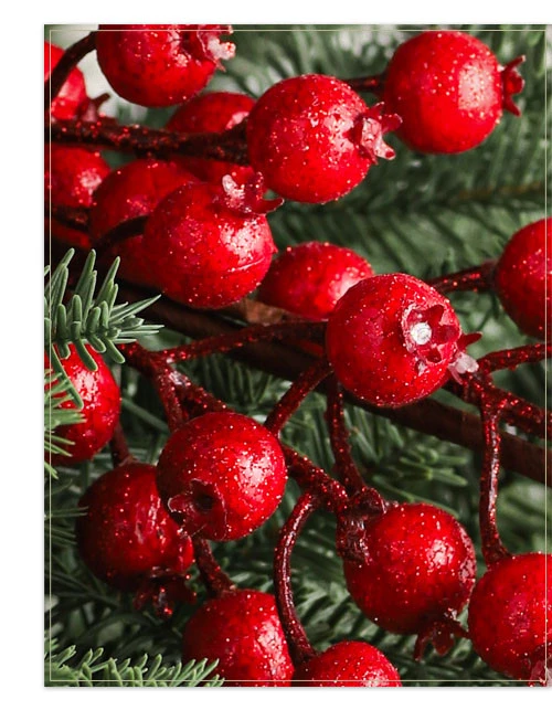Weihnachtszweige mit roten Beeren und Blättern
