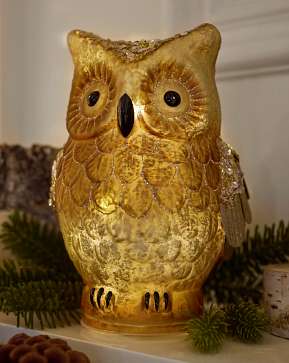 Lit Woodland Glass Owl Lit Woodland Glass Owl