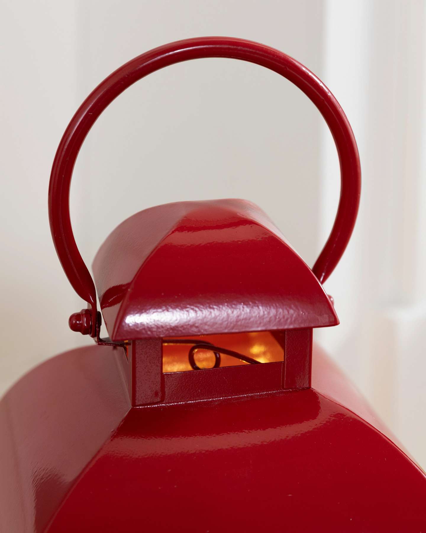 Balsam Hill Small Red Classic Fairy Light Lantern Close-Up