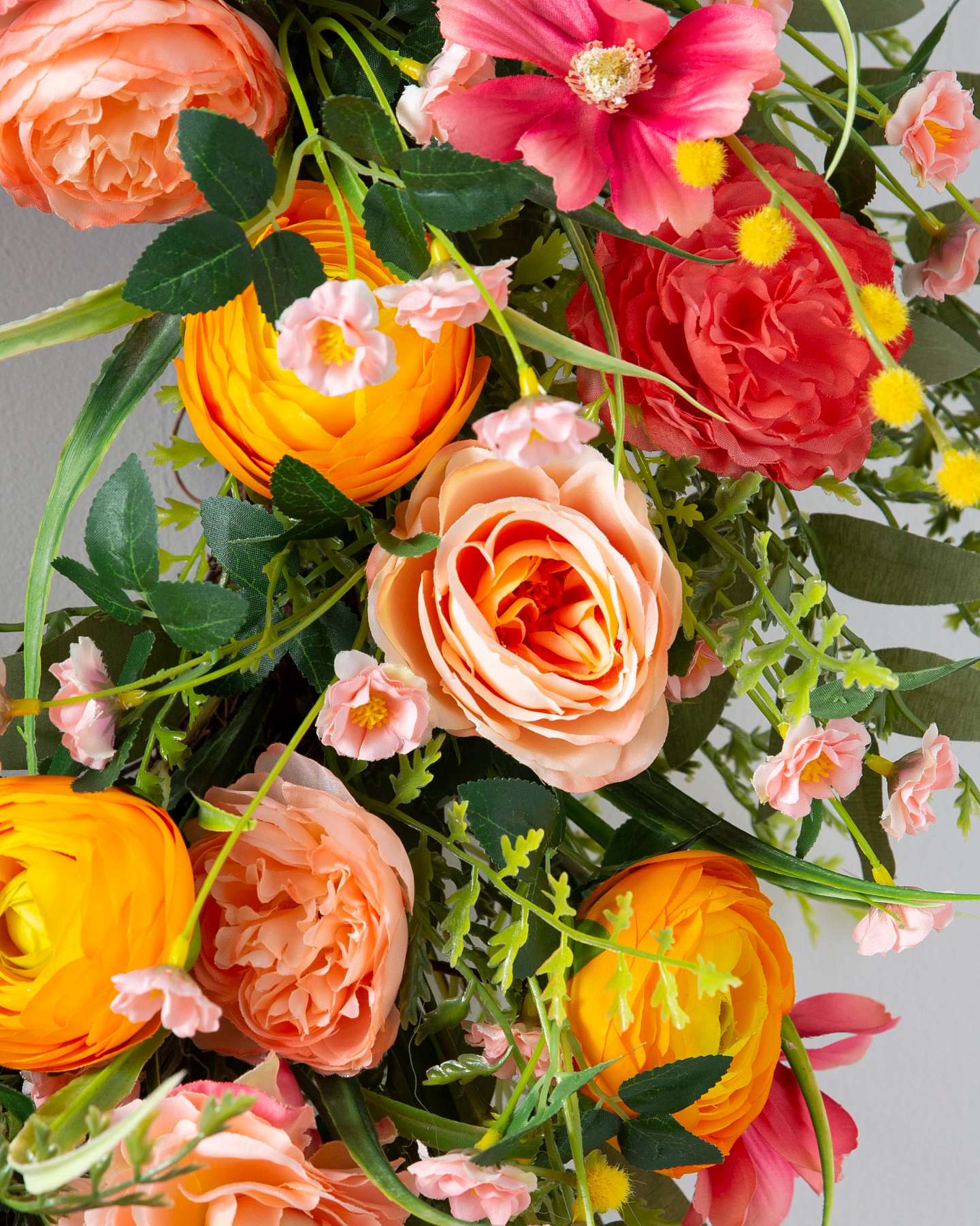Balsam Hill Sunrise Blooms Artificial Wreath Close-Up of Flowers