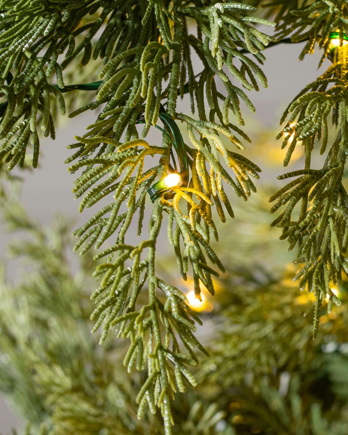 Balsam Hill Grand Canyon Cedar Artificial Christmas Tree LED Clear Closeup