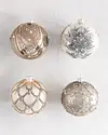Ivory and Silver Decorated Glass Ball Ornament Set 4 Pieces by Balsam Hill SSC 30