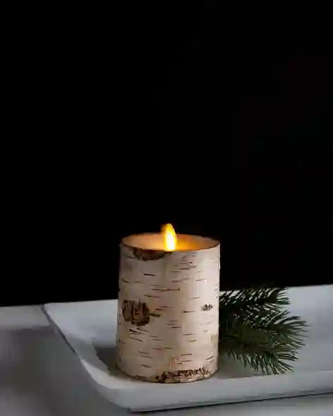 3英寸x 4.5英寸的奇迹火焰LED桦树蜡烛由香脂山欧宝体育com