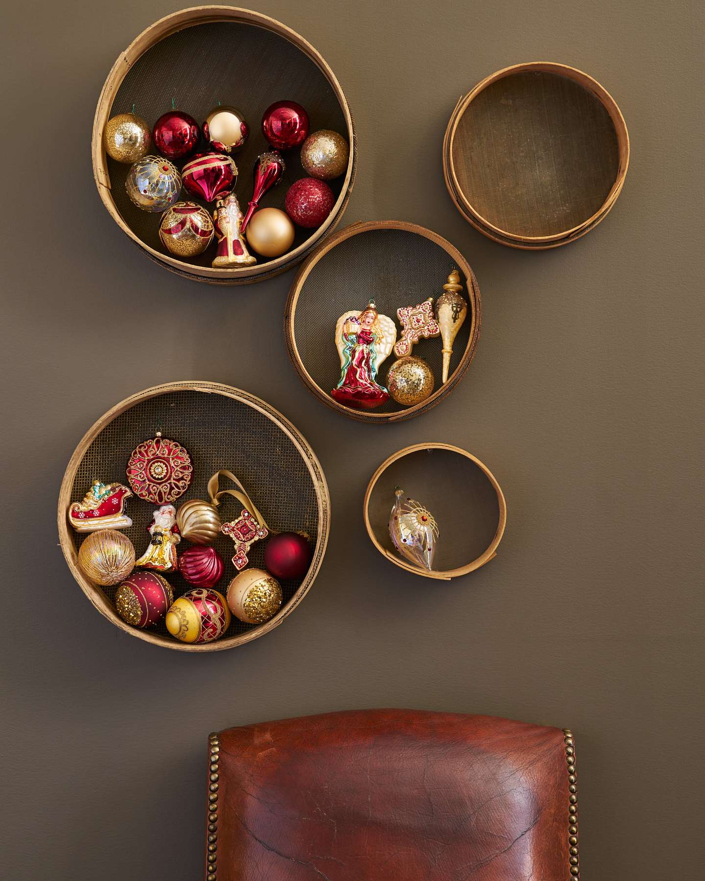 Balsam Hill Set de boules de Noël en verre rouges et or