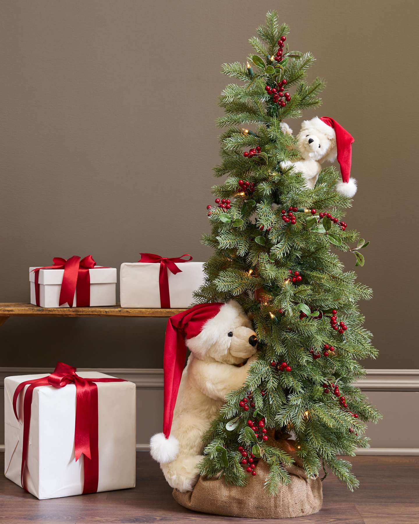 Balsam Hill Peek-A-Boo Polar Bear Artificial Christmas Tree Featuring Cute Bear Accents