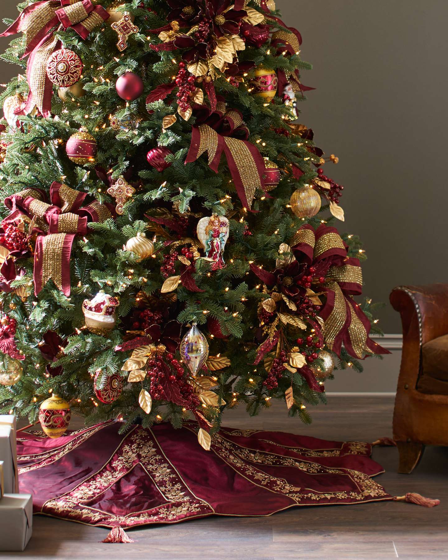 Balsam Hill Set de boules de Noël en verre rouges et or