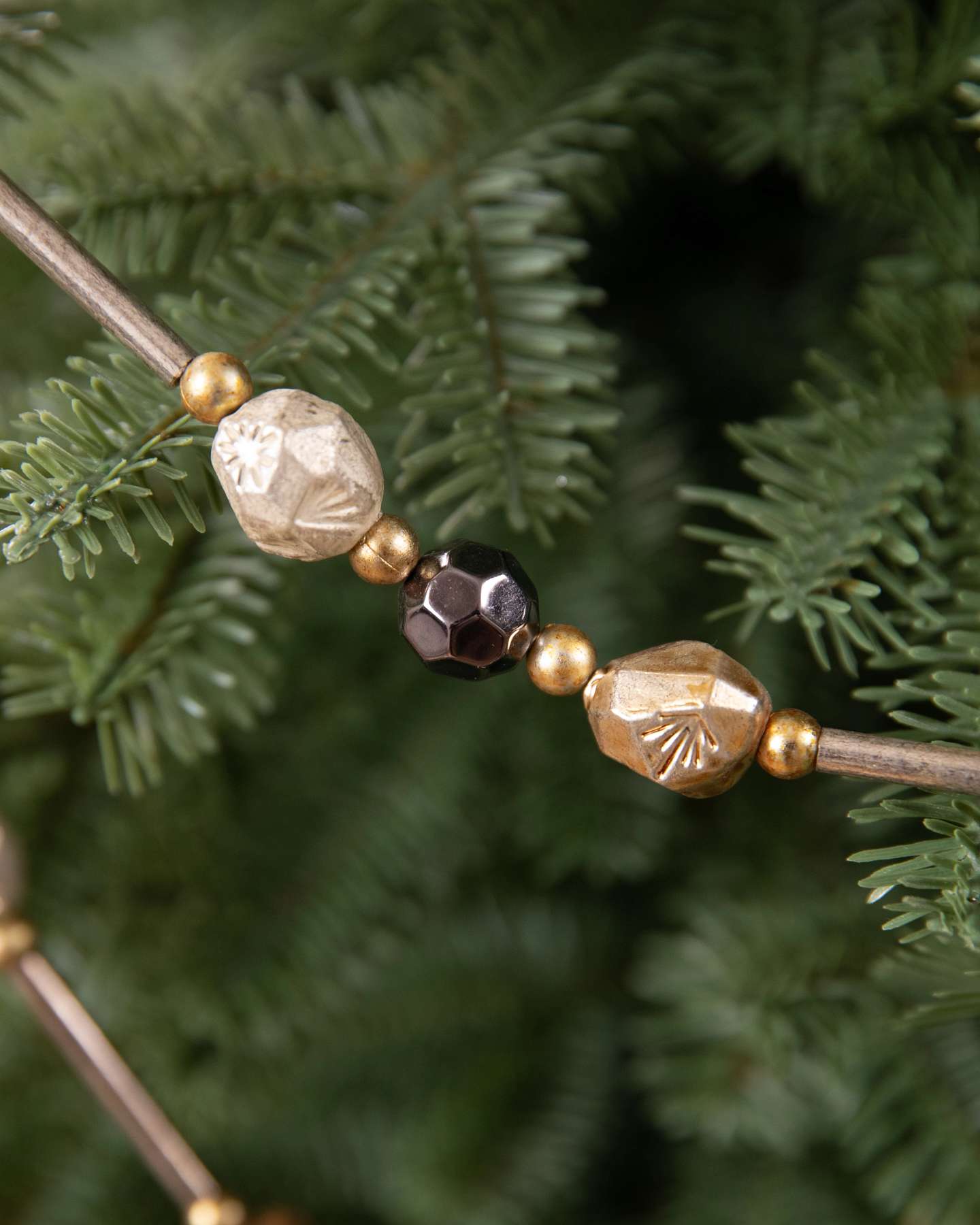 Balsam Hill Bronze Antiqued Beaded Garlands Set of 3 Beads Closeup