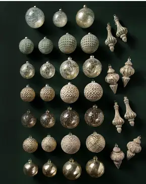 Burnished Metals Glass Ornament Set Burnished Metals Glass Ornament Set