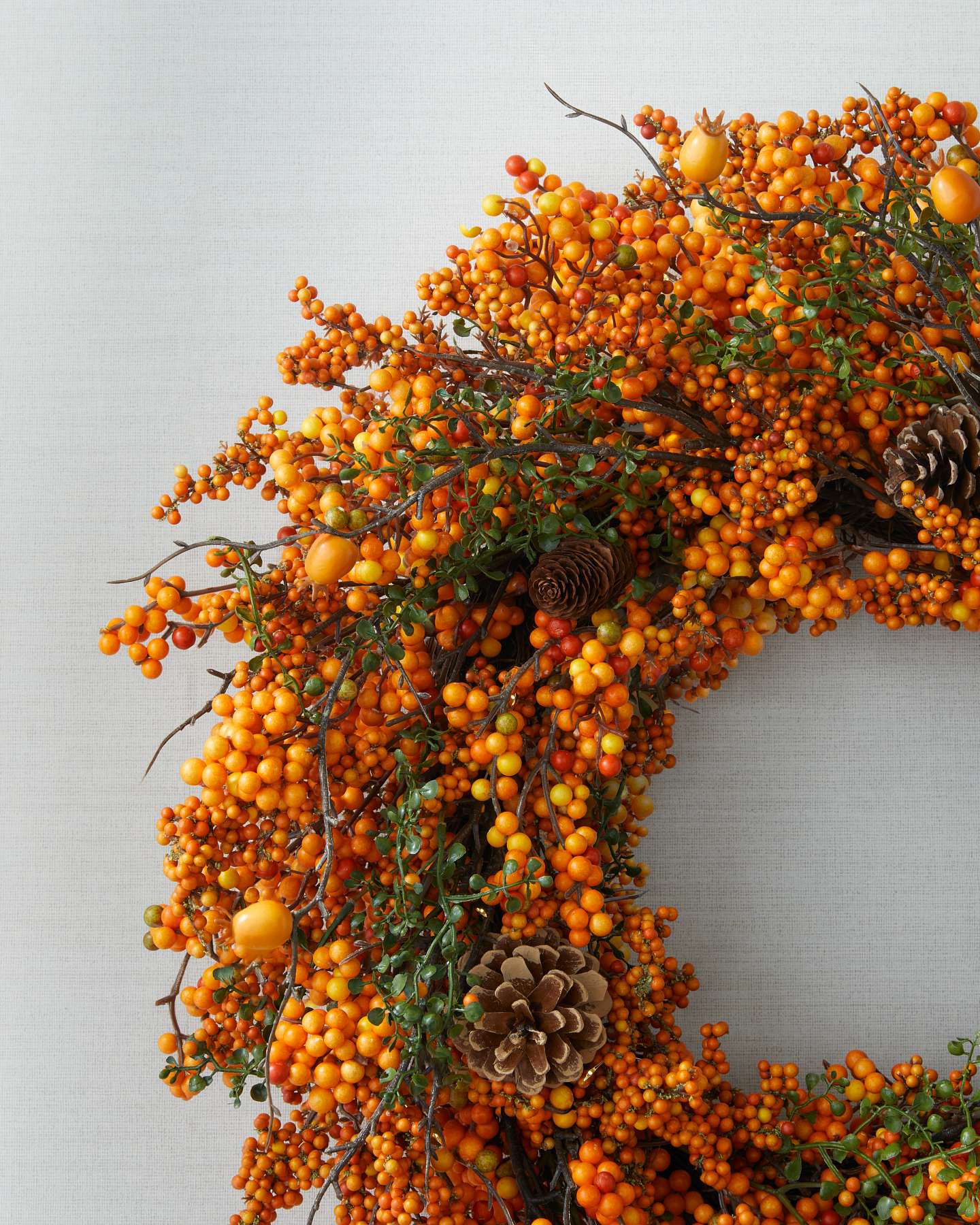 26" Orange Berry & Pinecone Wreath