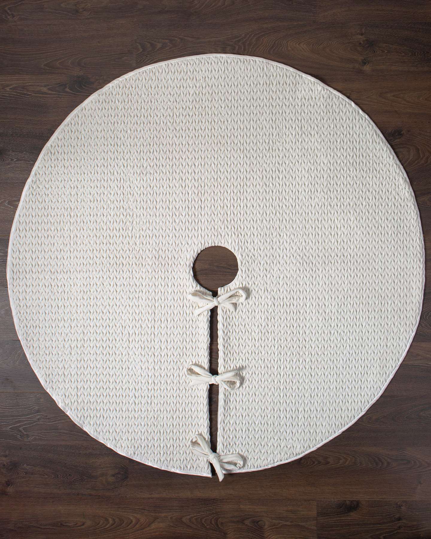 Balsam Hill White Plush Braid Tree Skirt Soft Elegant Close-Up
