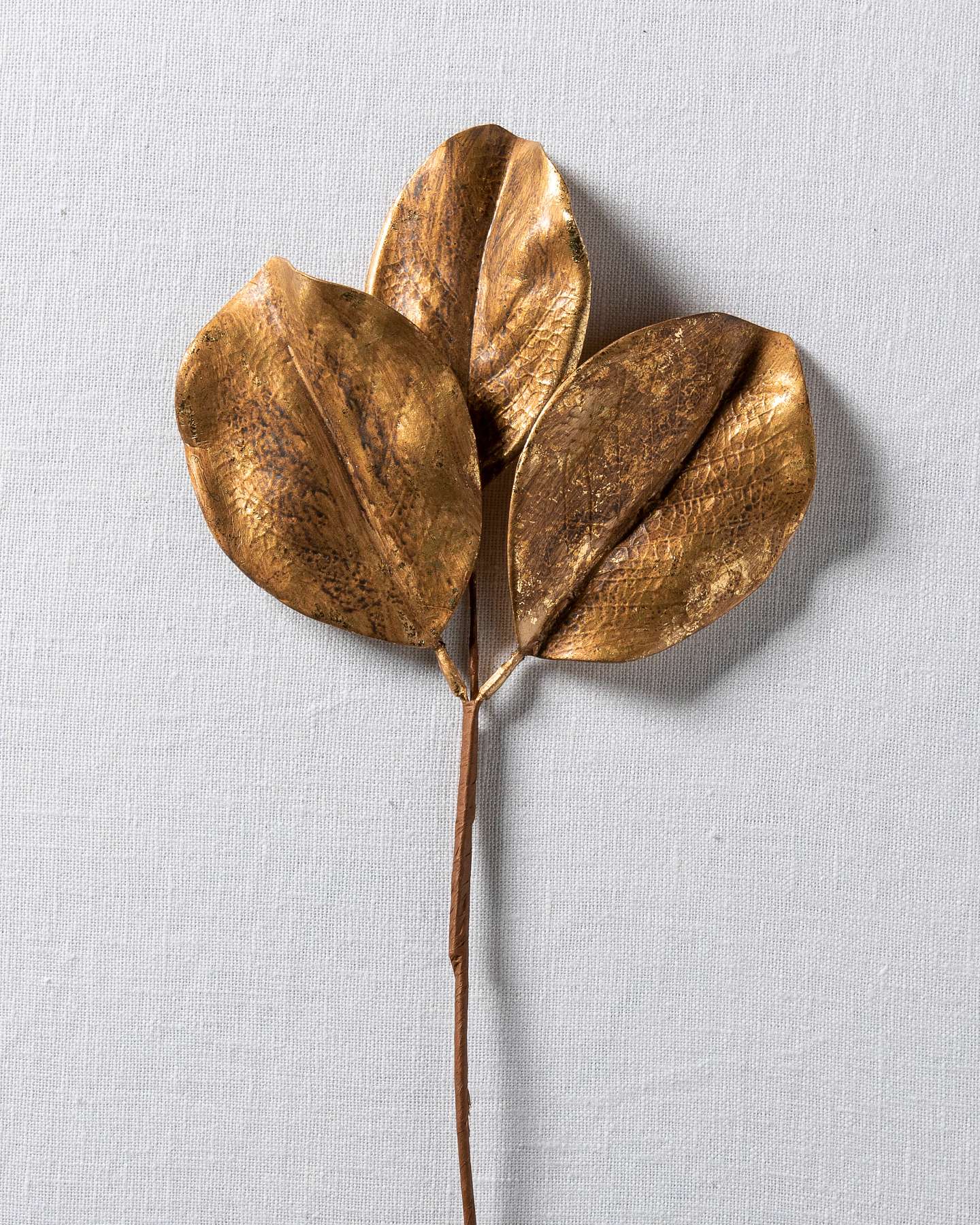 Balsam Hill Gold Magnolia Leaves Artificial Christmas Tree Picks Set of 12 Closeup
