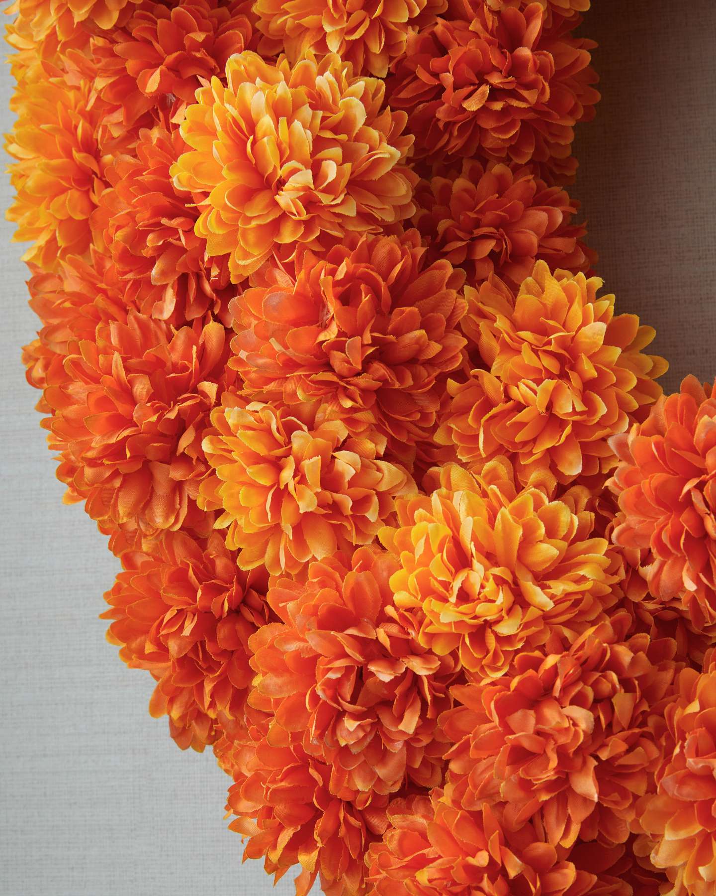Balsam Hill Outdoor Marigold Meadow Artificial Fall Wreath with Texture Detail