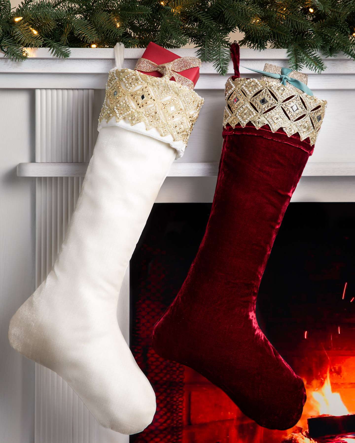 Burgundy Biltmore Gilded Stocking Set