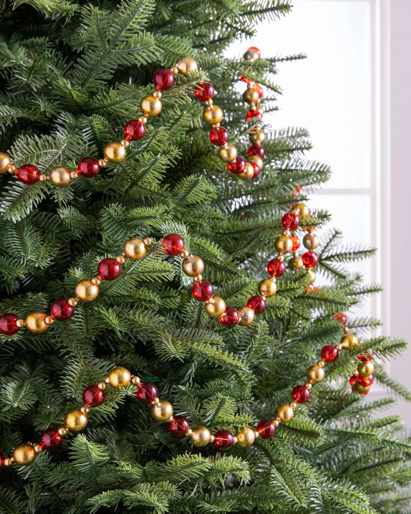 Balsam Hill Red and Gold Bead Christmas Garland Set of 3 Showcase